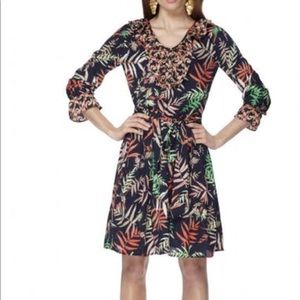 The Webster tie waist ruffle long sleeves dress